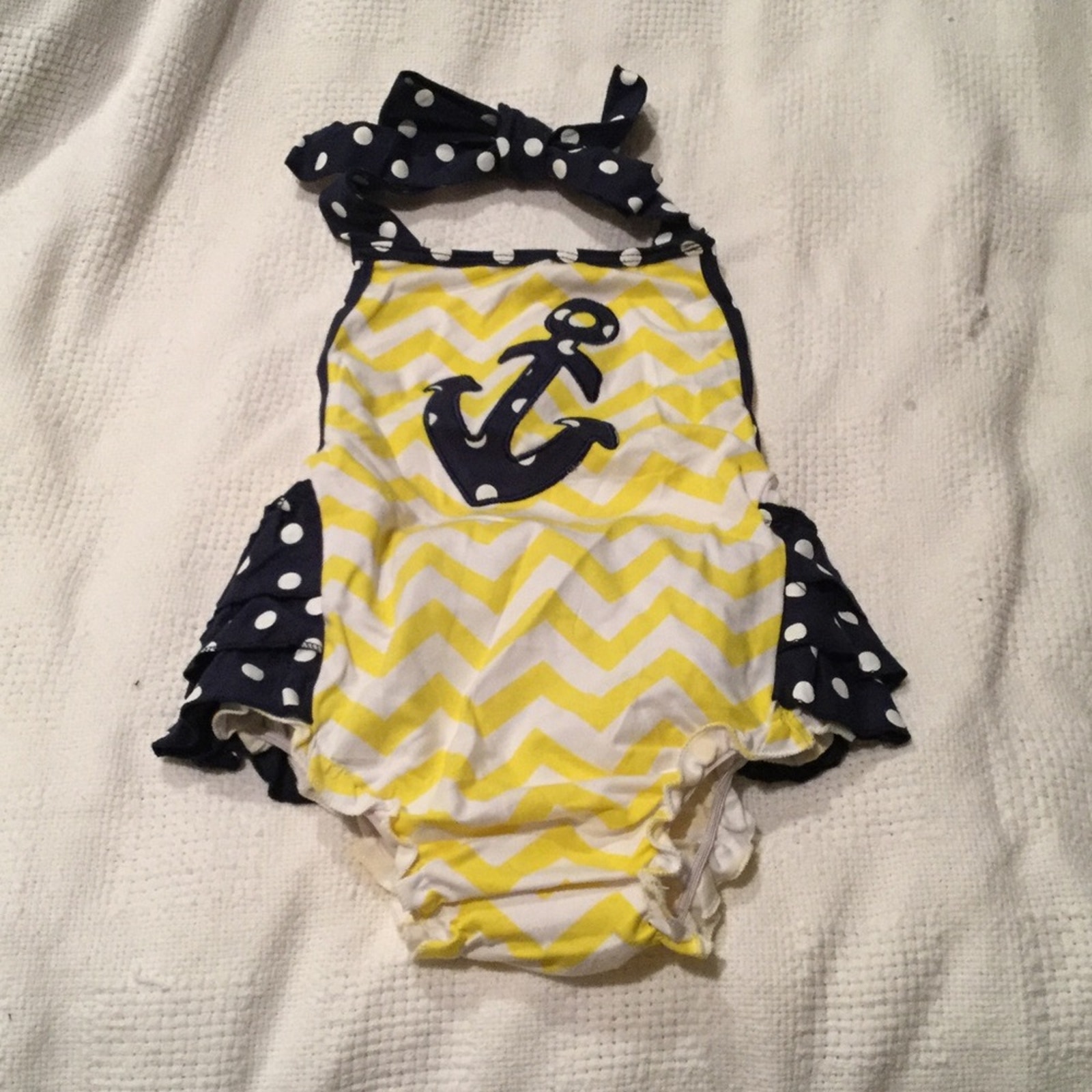 Baby Girl Nautical Romper YellowBlue Nwot